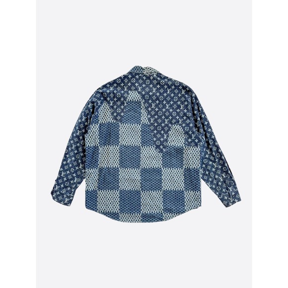 Louis Vuitton Nigo Navy Giant Damier Monogram Button Up Shirt - Picture 2 of 7